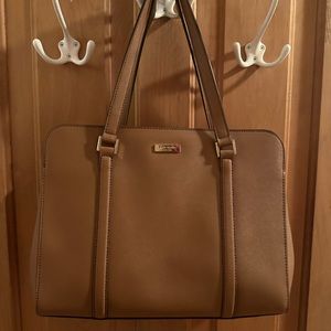 Kate Spade zip top tote in tan/caramel